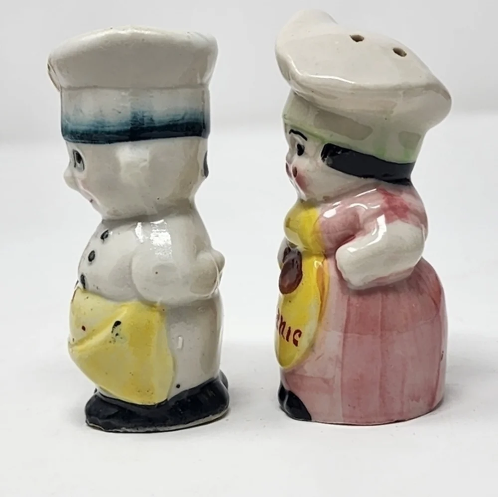 Vintage Ceramic Japan Man And‎ Woman Chefs Salt And Pepper Shakers